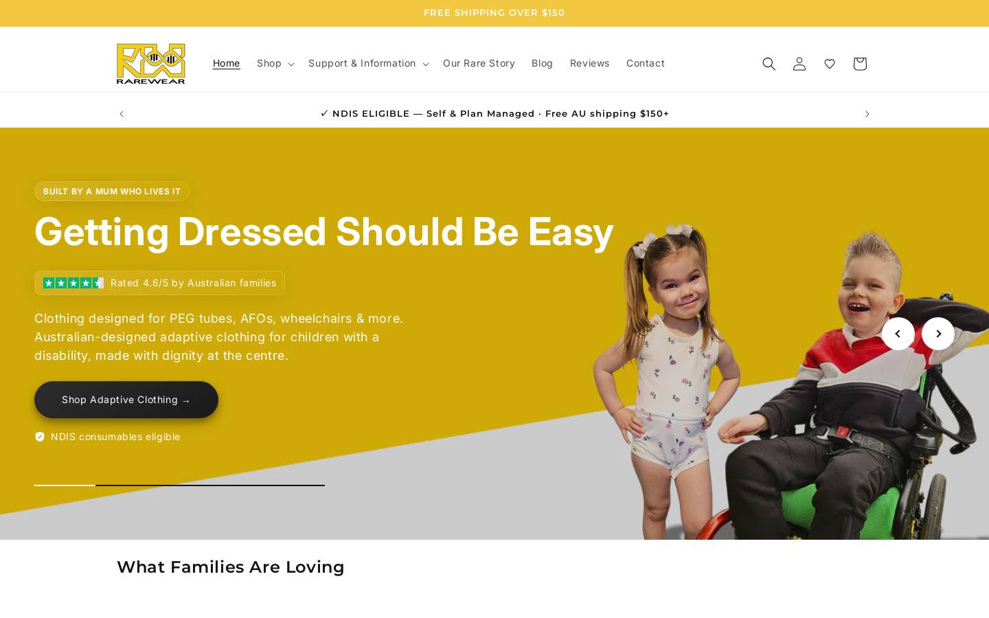 rare-wear.com.au homepage screenshot