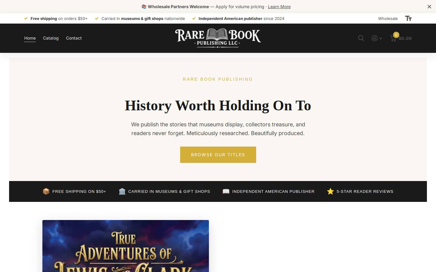 rarebookpublishing.com homepage screenshot