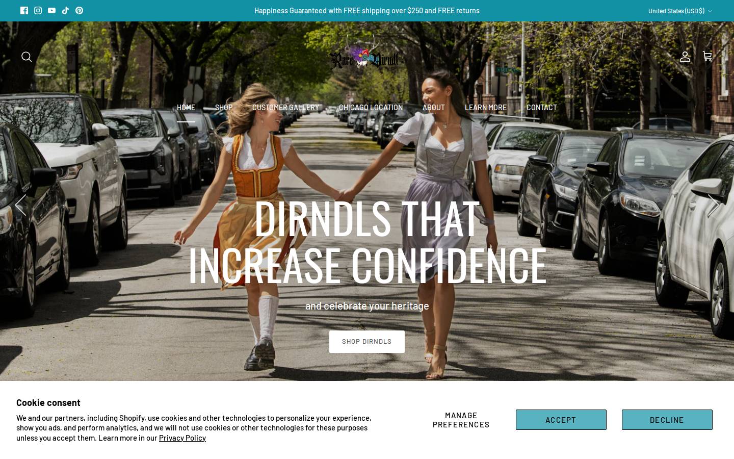 raredirndl.net homepage screenshot