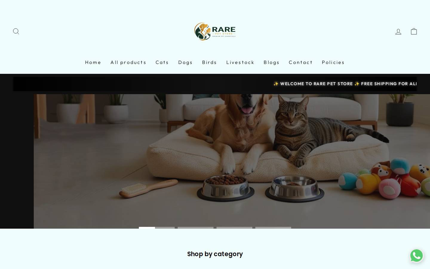 rarepetstore.com homepage screenshot