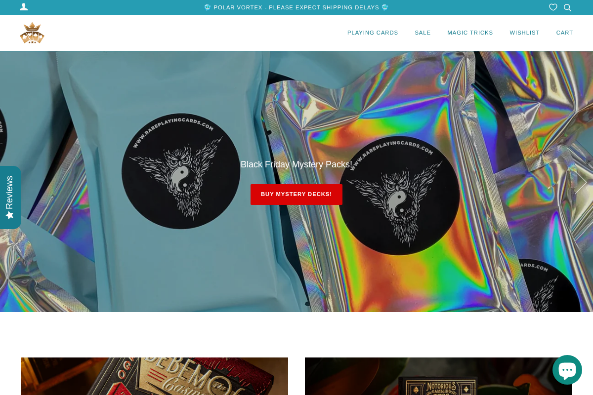 Rareplayingcards homepage screenshot