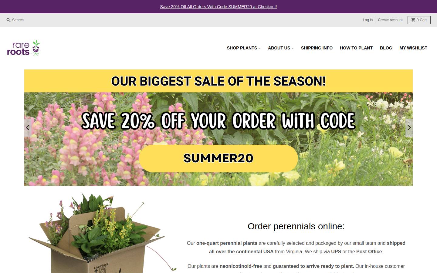 rareroots.com homepage screenshot
