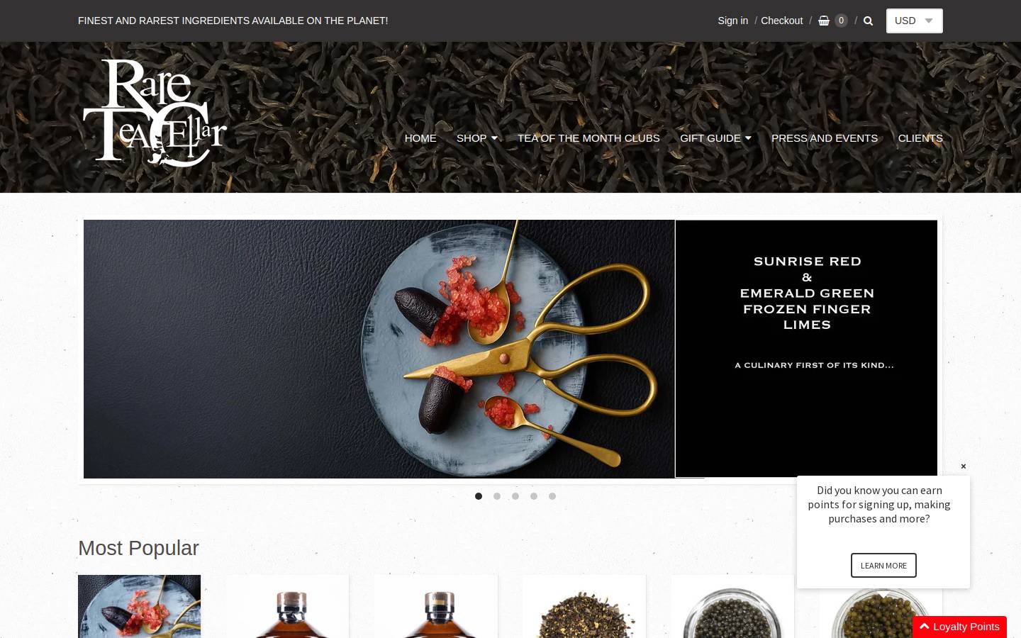 rareteacellar.com homepage screenshot