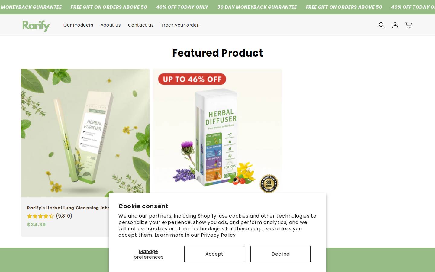 rarify.shop homepage screenshot