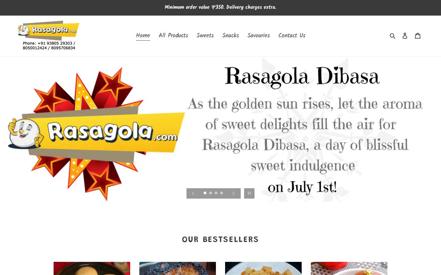 rasagola.com homepage screenshot