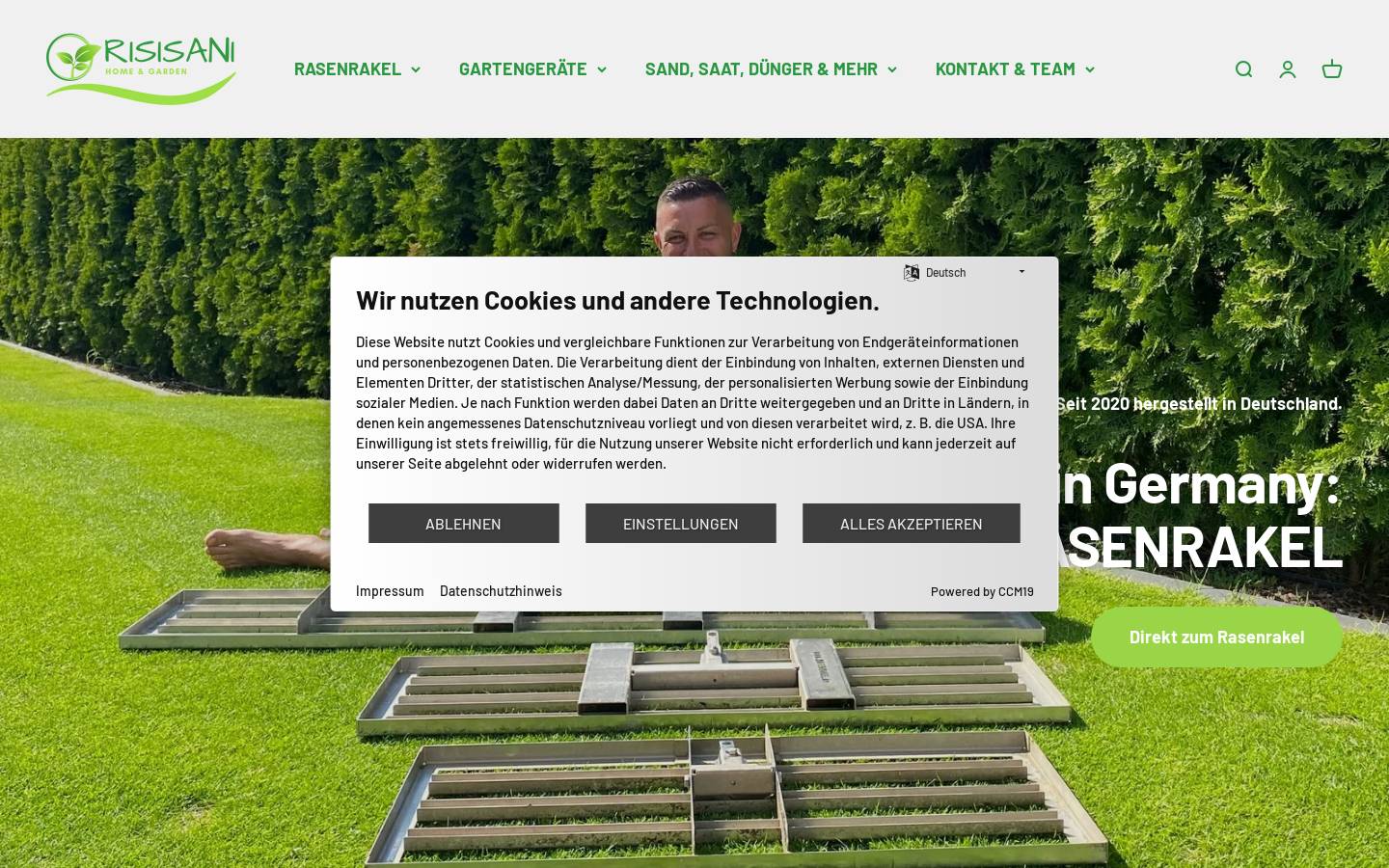 RISISANI Rasenrakel homepage screenshot