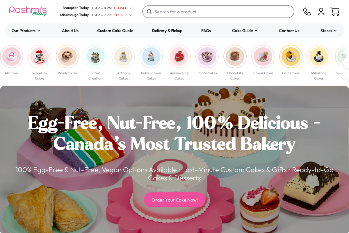 Rashmi's Bakery homepage screenshot