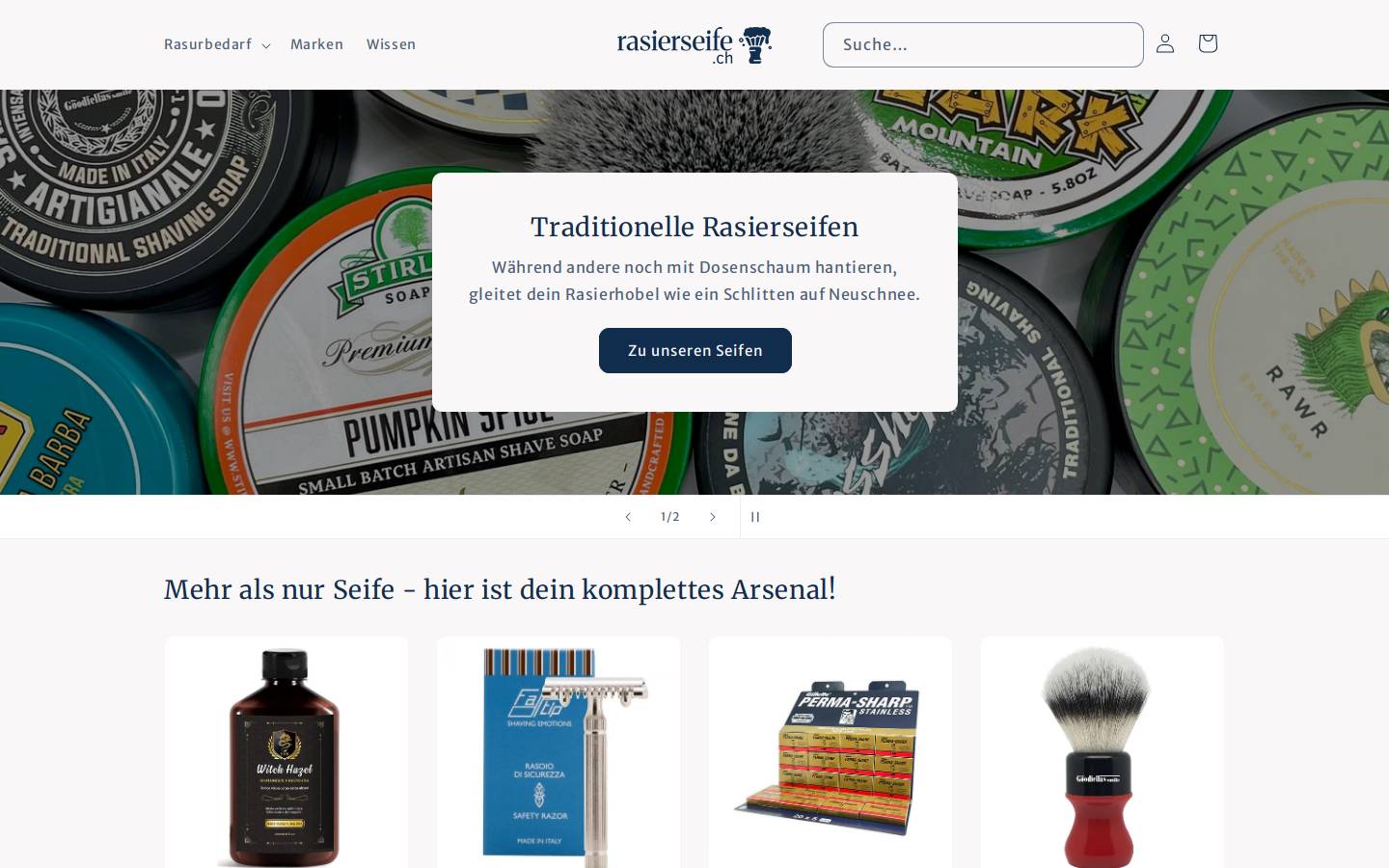 rasierseife.ch homepage screenshot