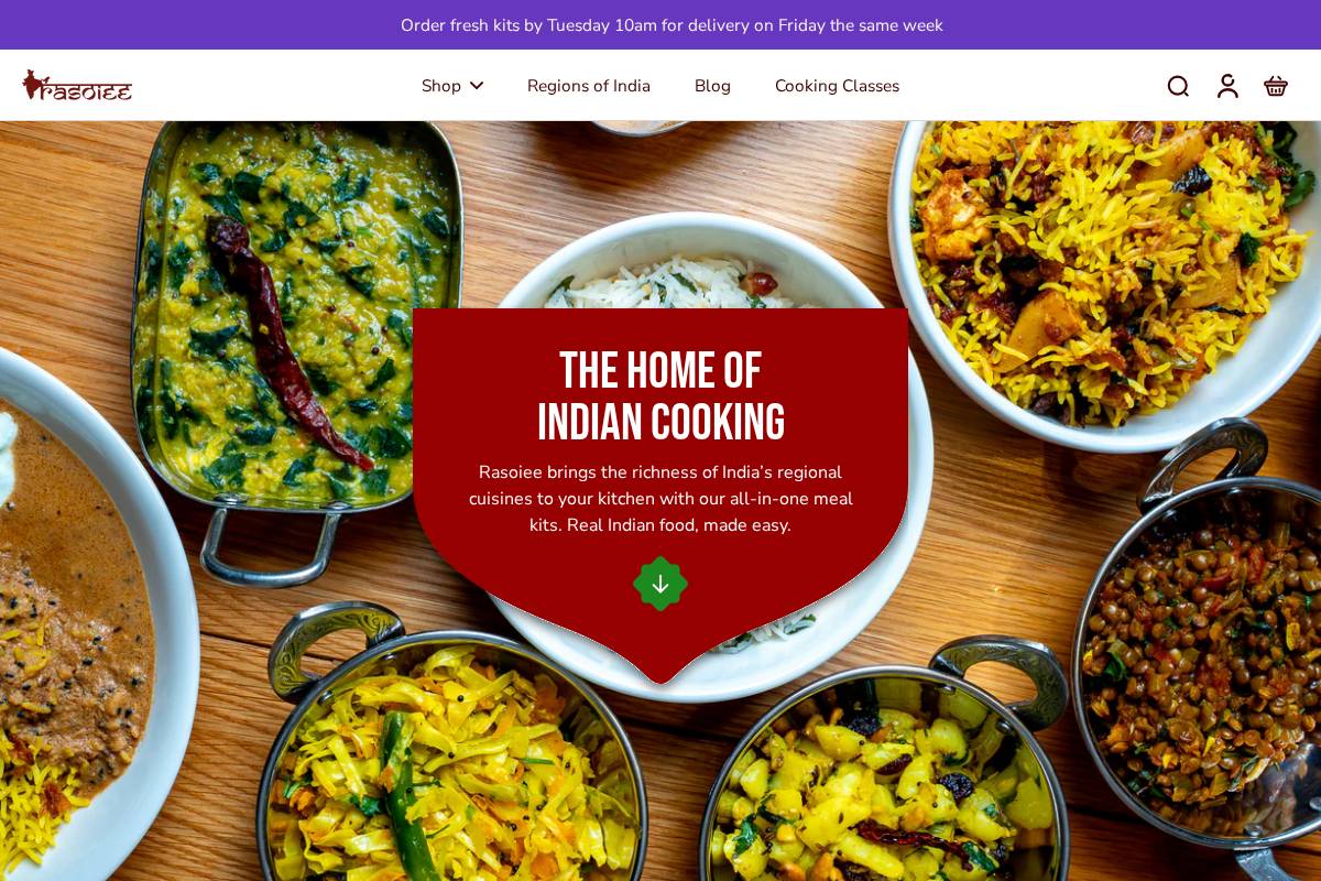 rasoiee.com homepage screenshot