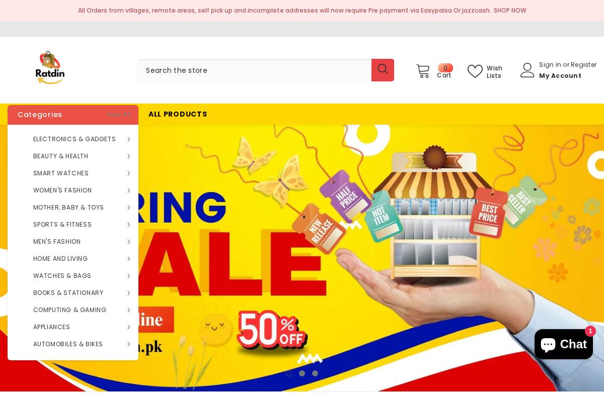 ratdin.pk homepage screenshot