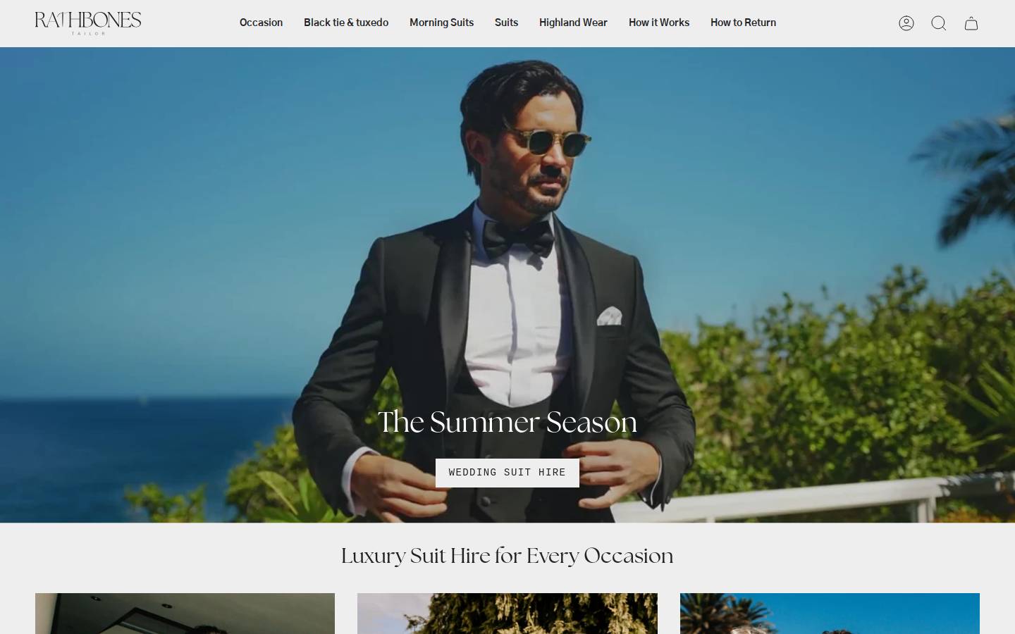 Rathbones Tailor homepage screenshot
