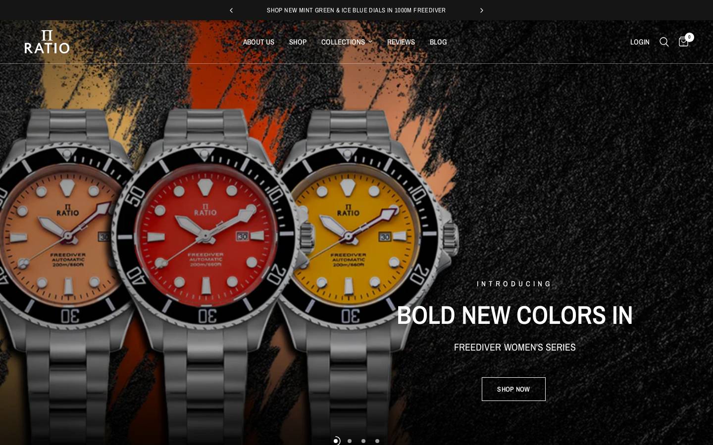 Ratiowatches homepage screenshot
