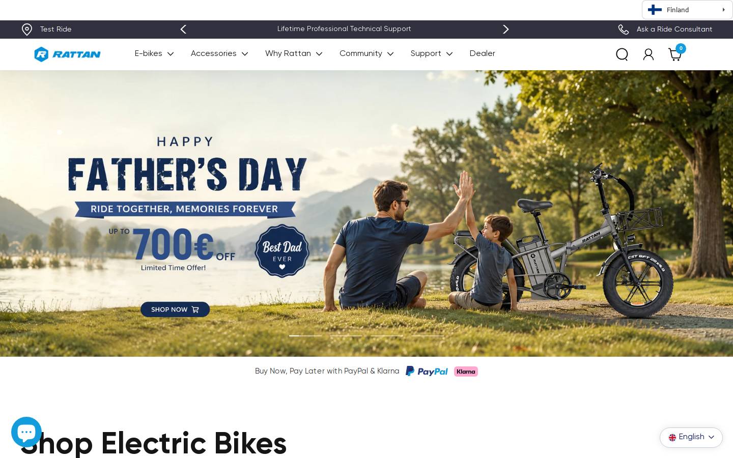 Rattan Ebike Store homepage screenshot