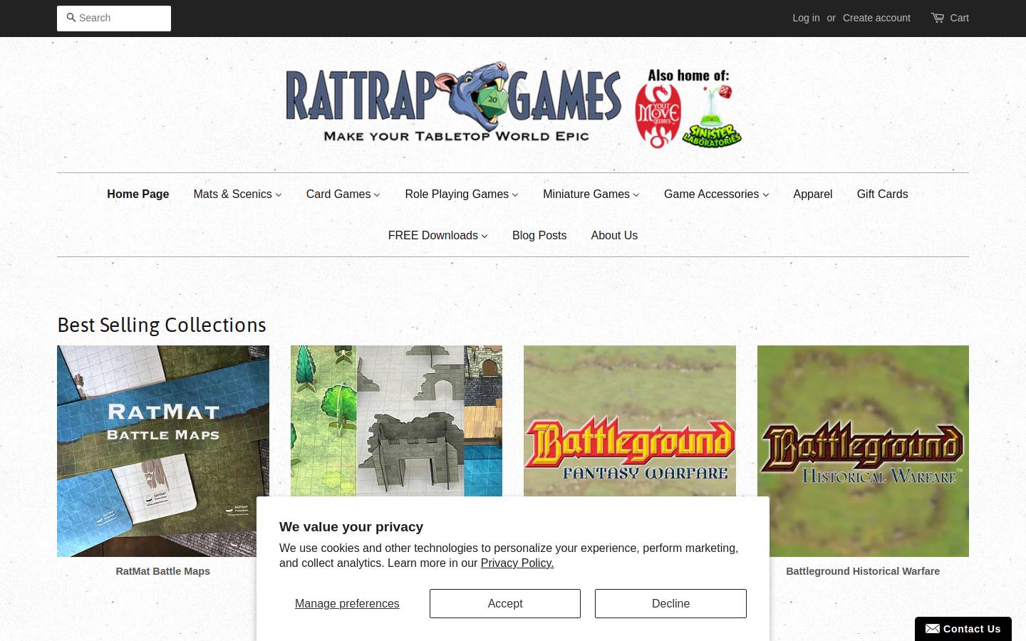 rattrapgames.com homepage screenshot