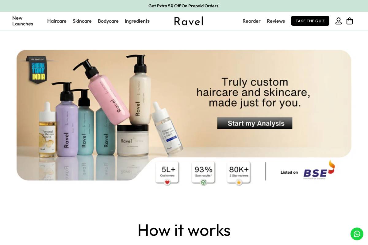 ravelcare.com homepage screenshot