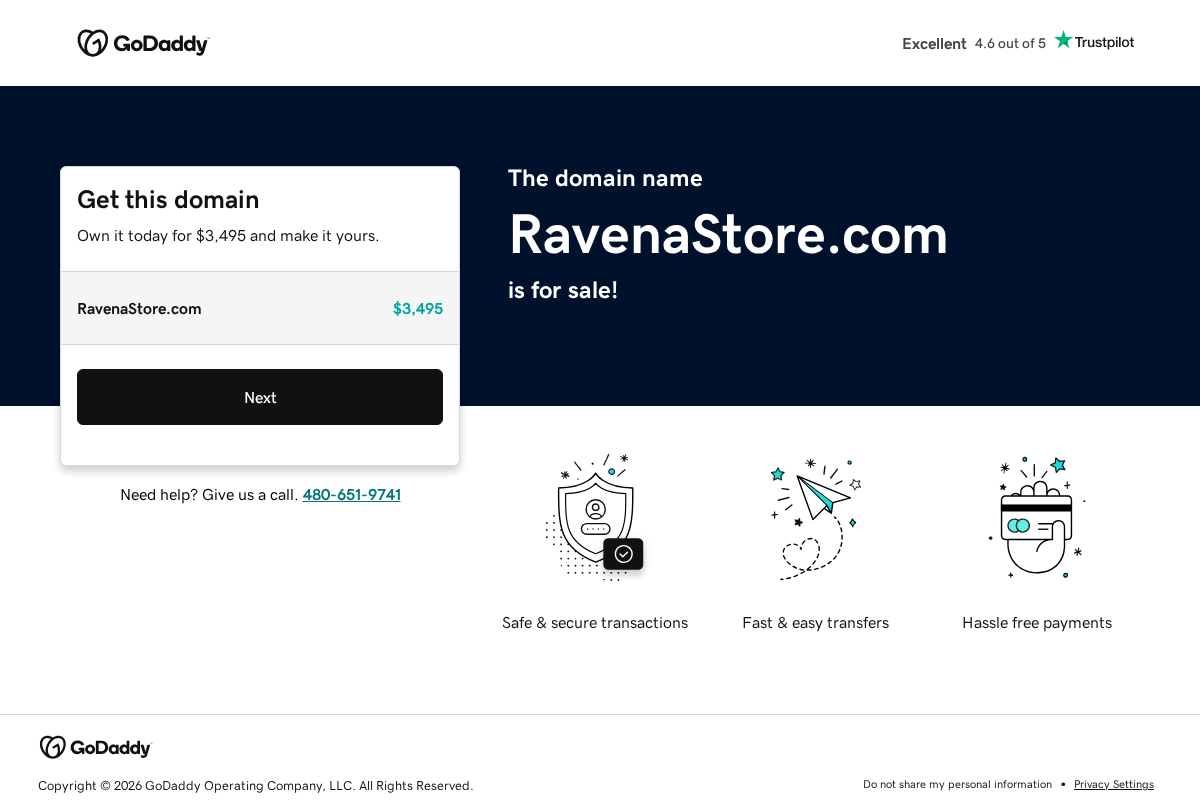 Ravenastore homepage screenshot