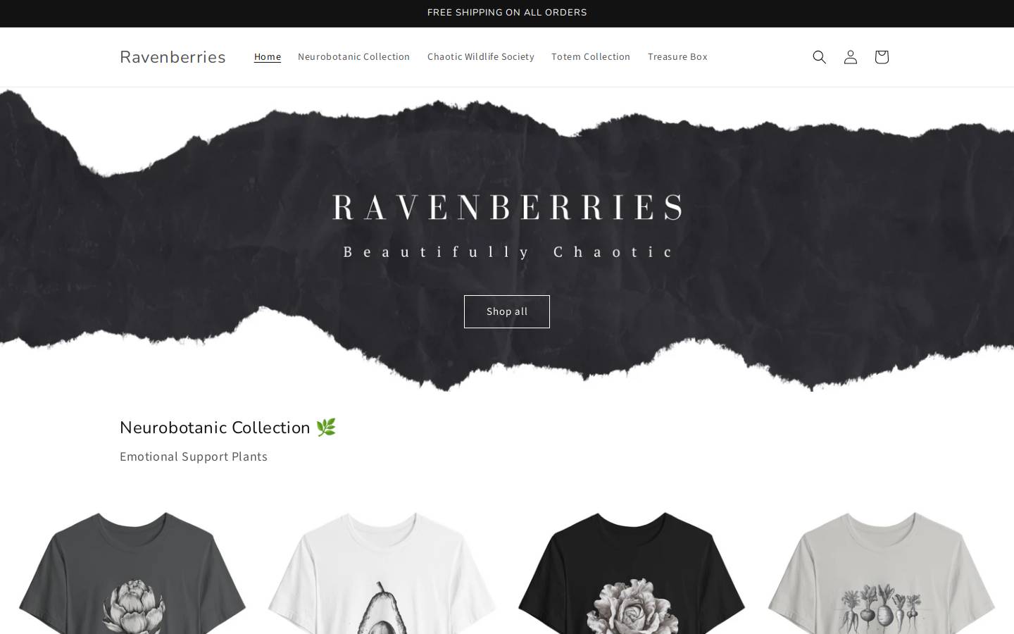 ravenberries.com homepage screenshot