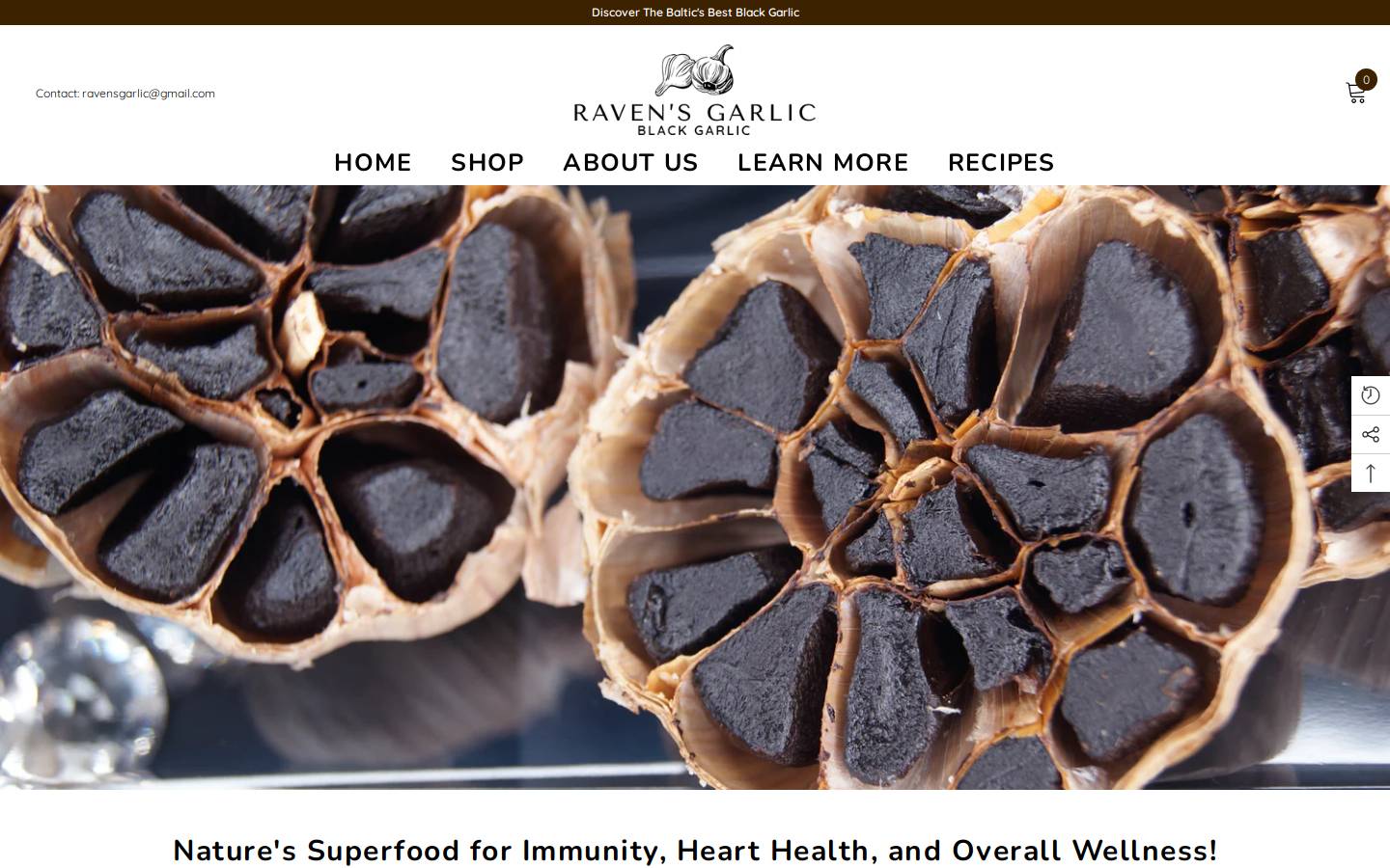 ravensgarlic.com homepage screenshot