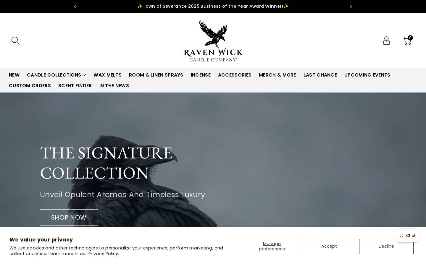 ravenwickcandlecompany.com homepage screenshot
