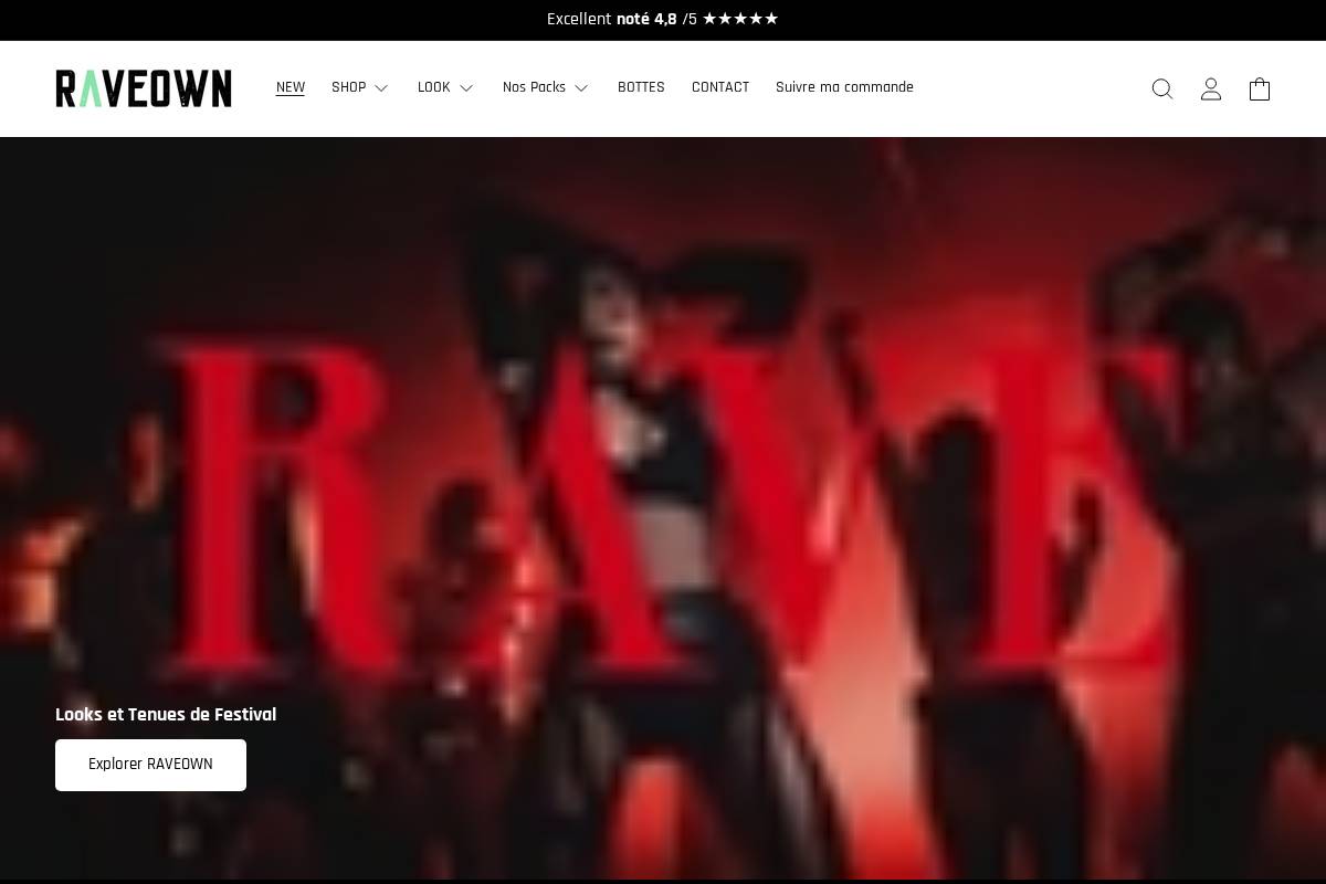 raveown.com homepage screenshot