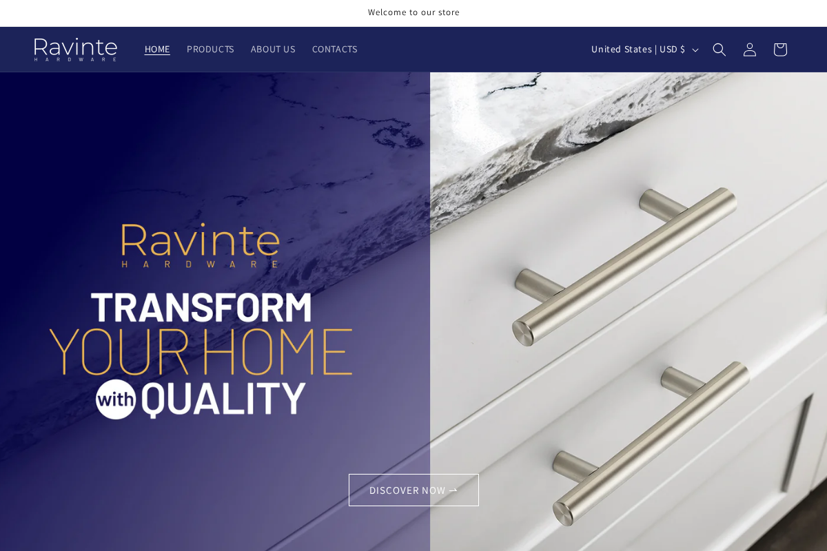 Ravinte Hardware | Cabinet Pulls, Cabinet Knobs, Cabinet Hinges, Drawer Slide homepage screenshot