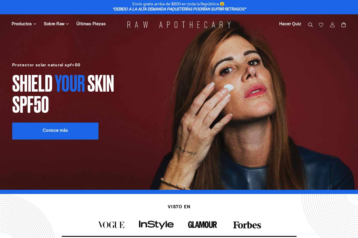 rawapothecary.mx homepage screenshot