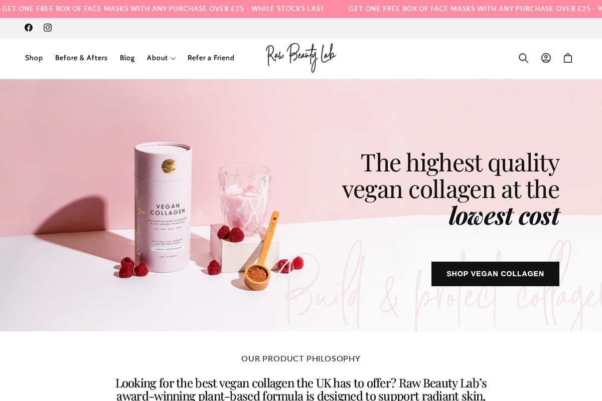 rawbeautylab.com homepage screenshot