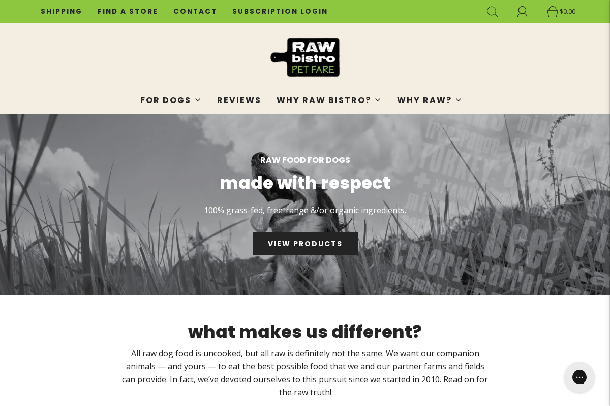 rawbistro.com homepage screenshot