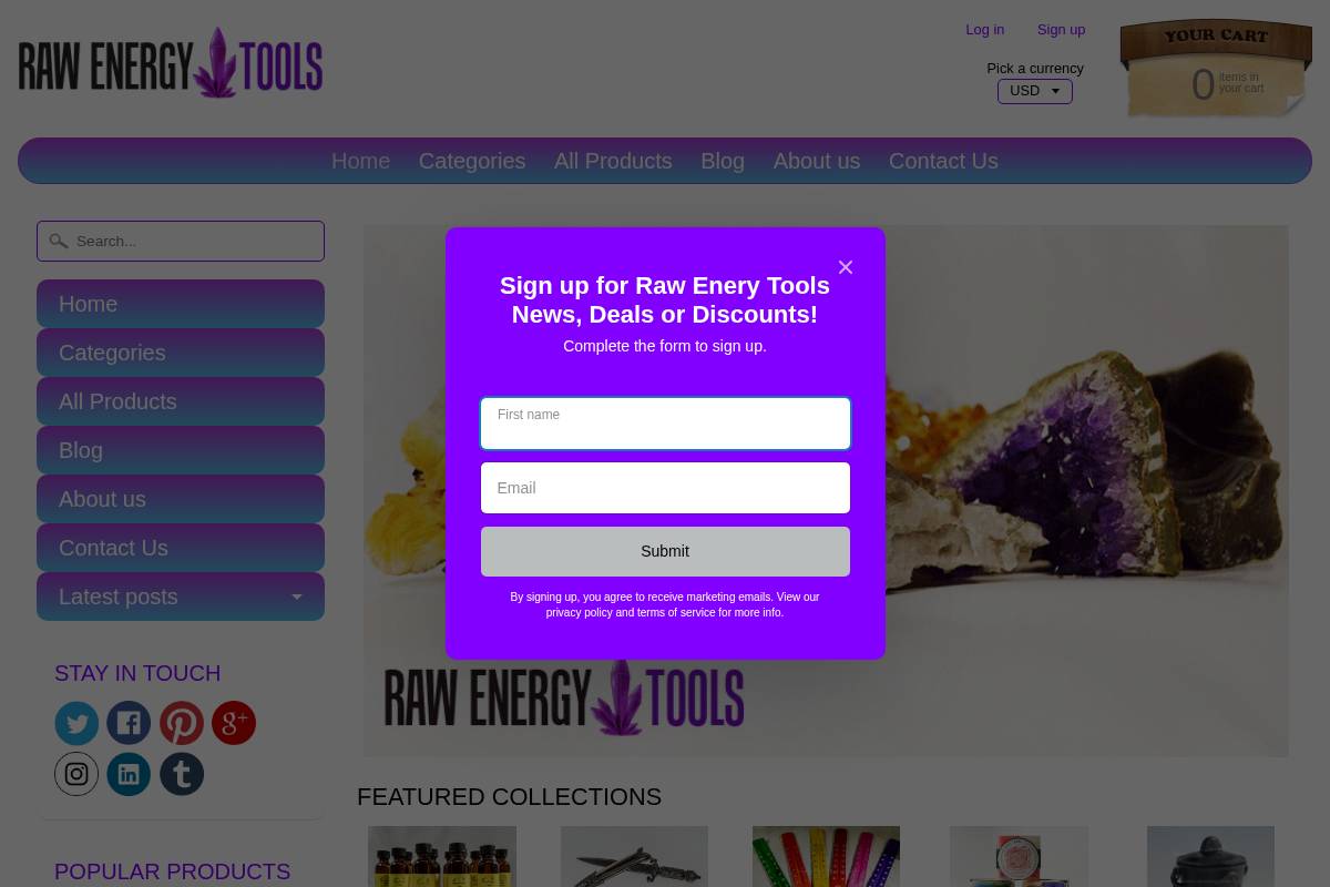 rawenergytools.com homepage screenshot