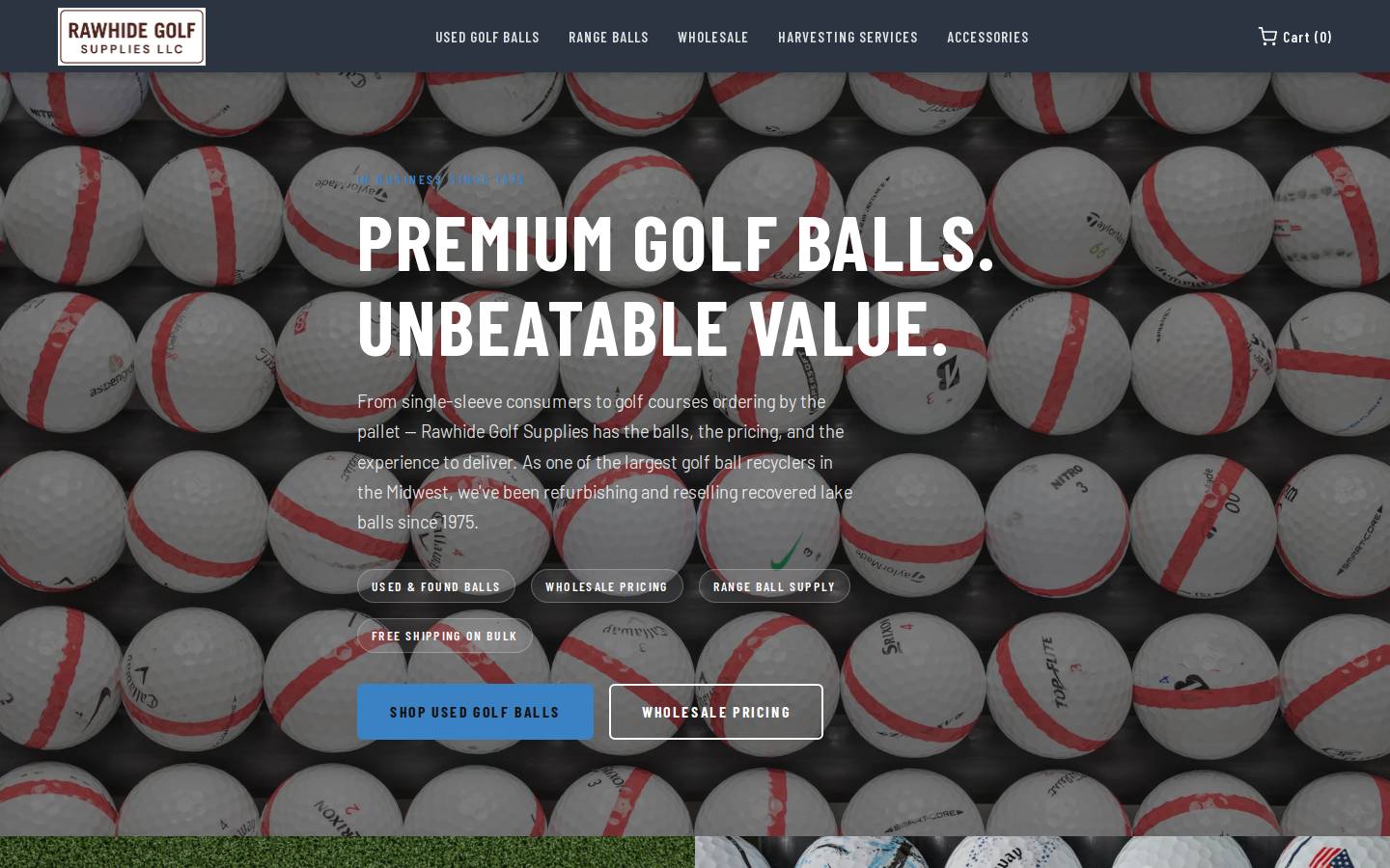 rawhidegolfball.com homepage screenshot