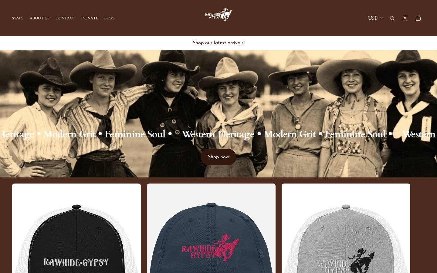 rawhidegypsy.com homepage screenshot