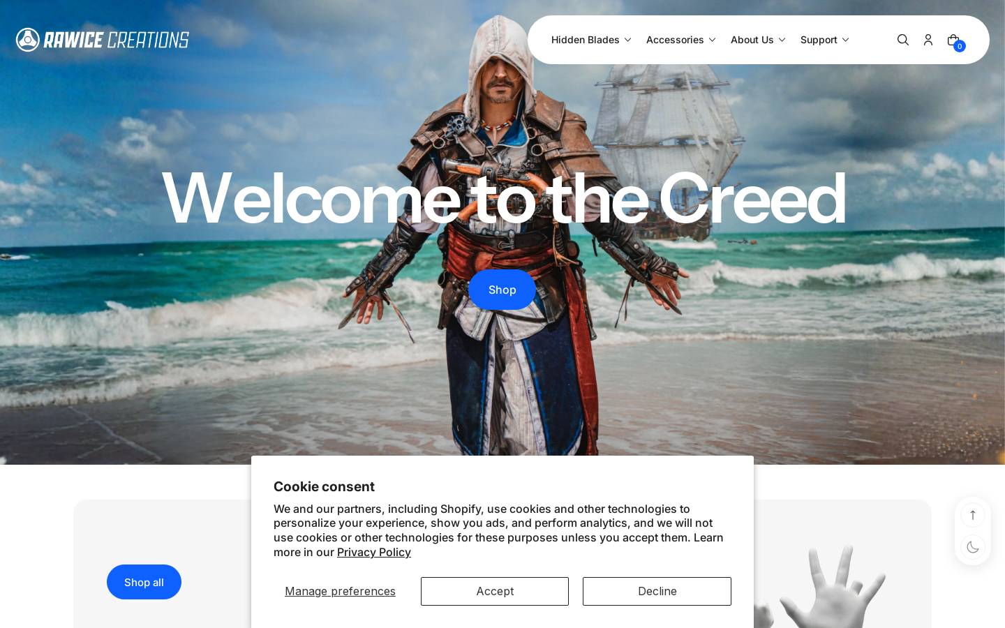 rawicecreations.com homepage screenshot