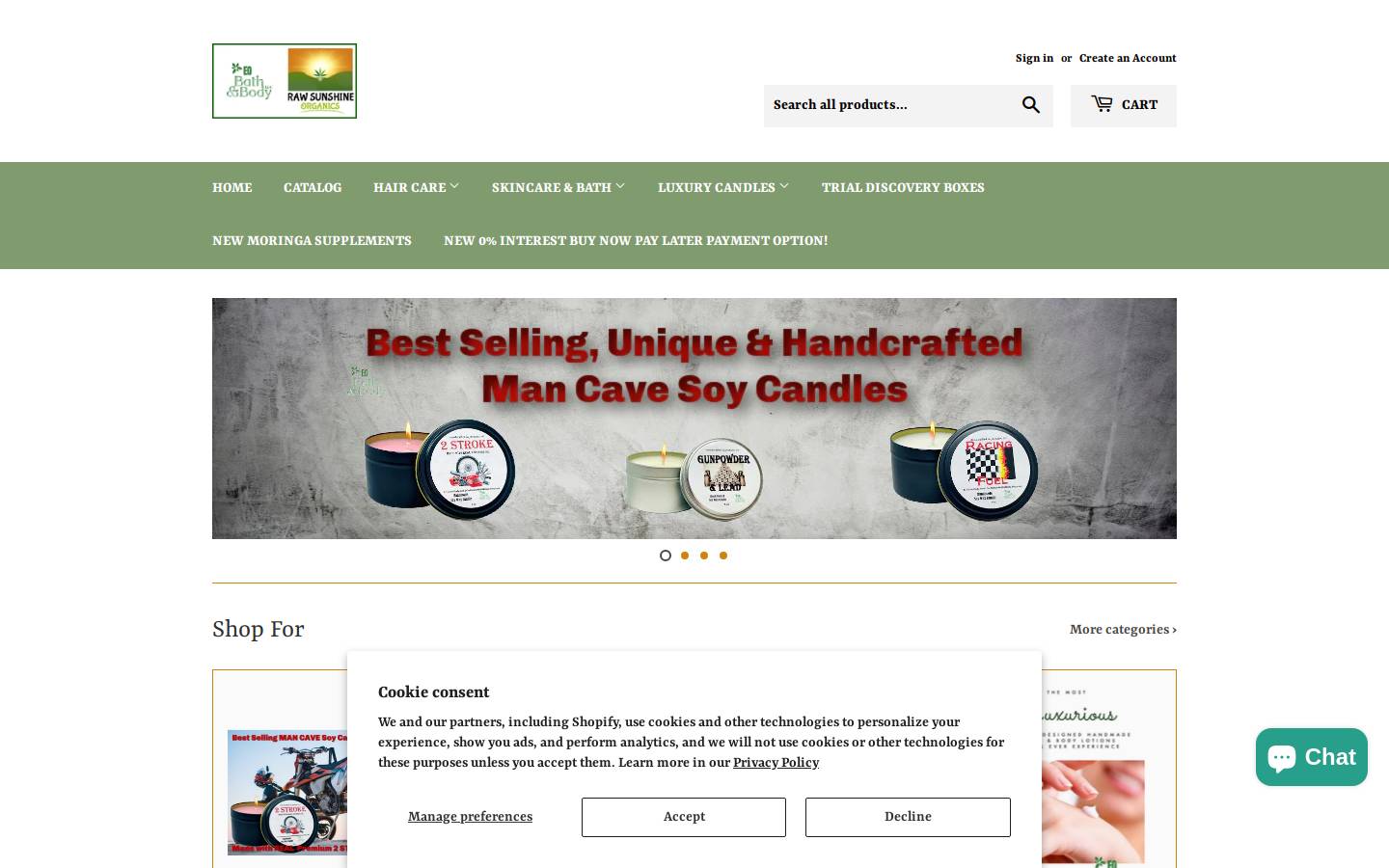 rawsunshineorganics.com homepage screenshot