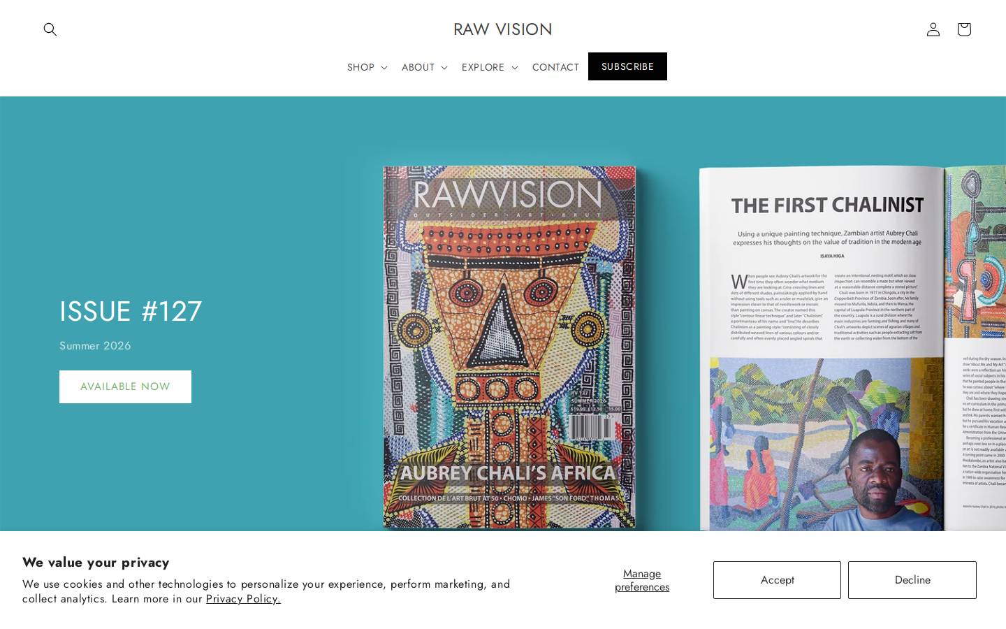 Raw Vision Magazine homepage screenshot