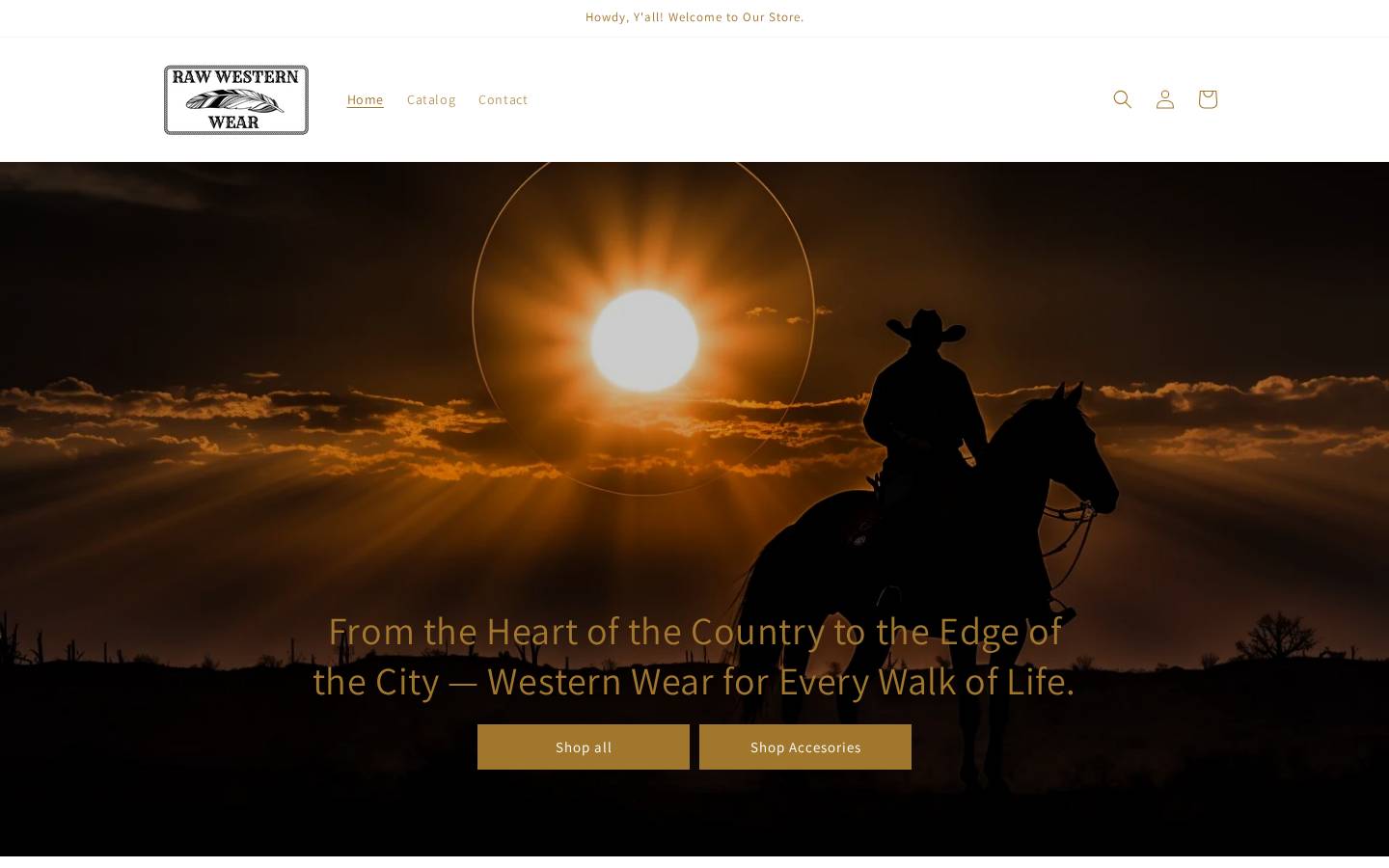 rawwesternwear.com homepage screenshot