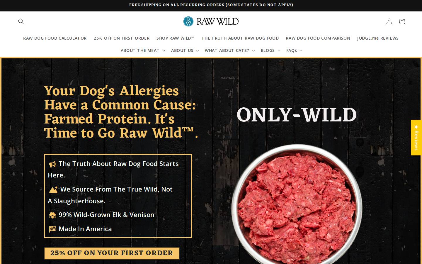 Raw Wild homepage screenshot