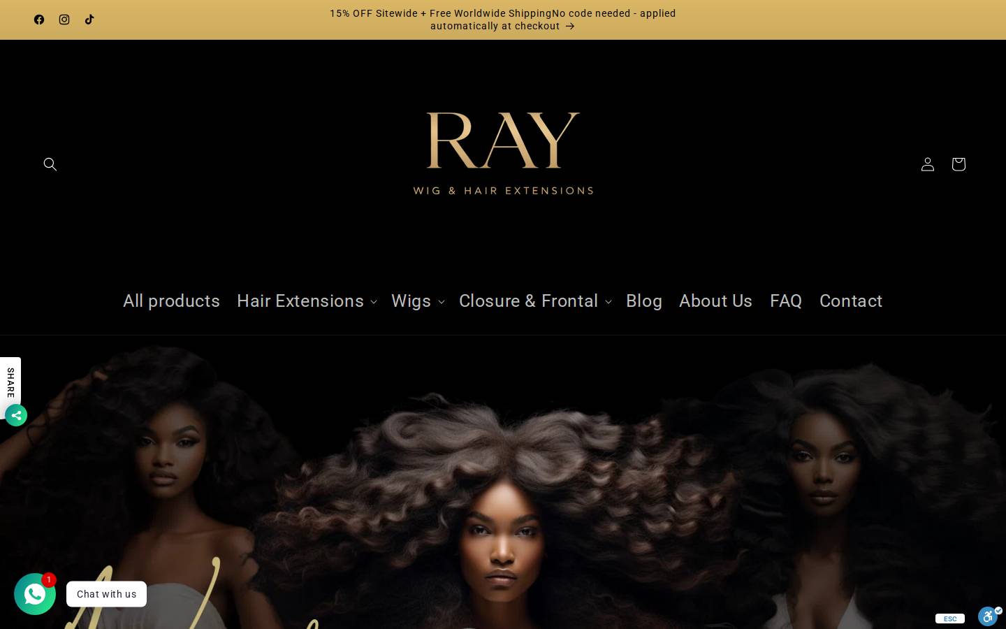 ray-hairextensions.com homepage screenshot
