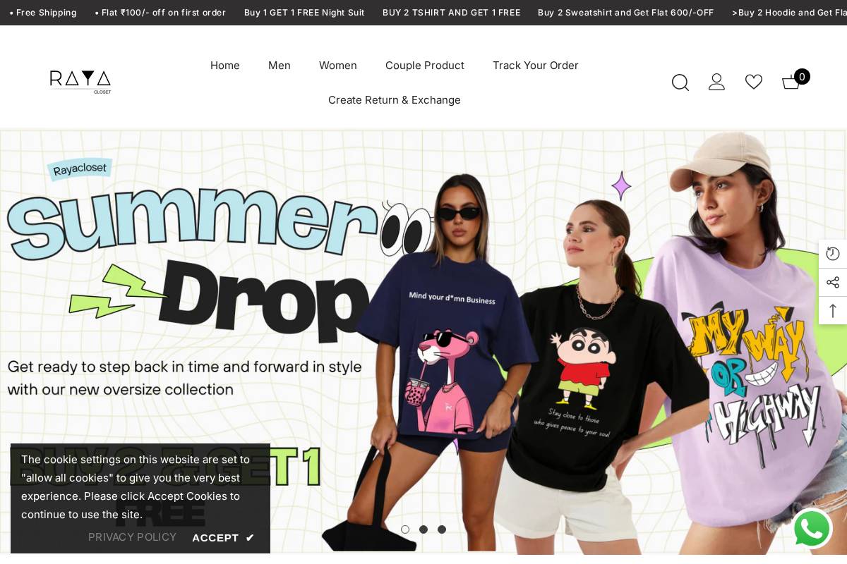 rayacloset.in homepage screenshot