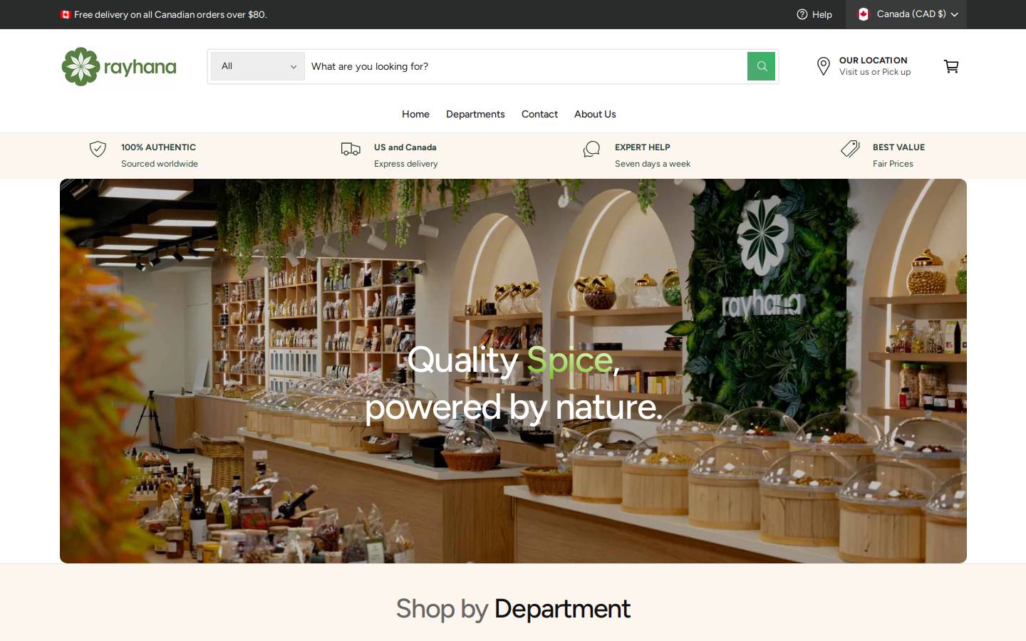 rayhanaorganics.com homepage screenshot