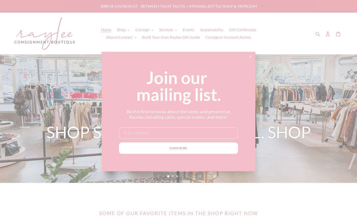 rayleeconsignment.com homepage screenshot