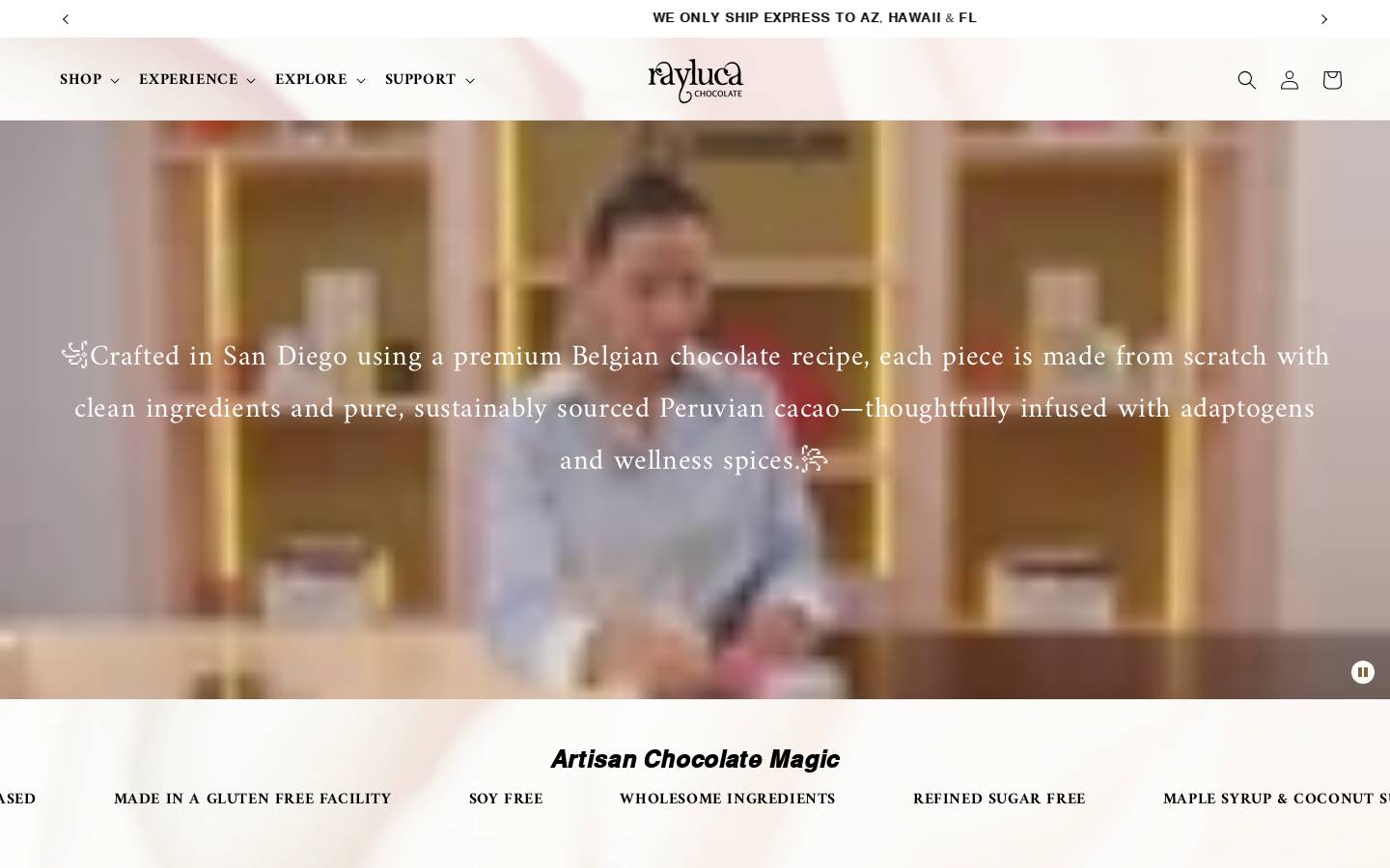 raylucachocolate.com homepage screenshot
