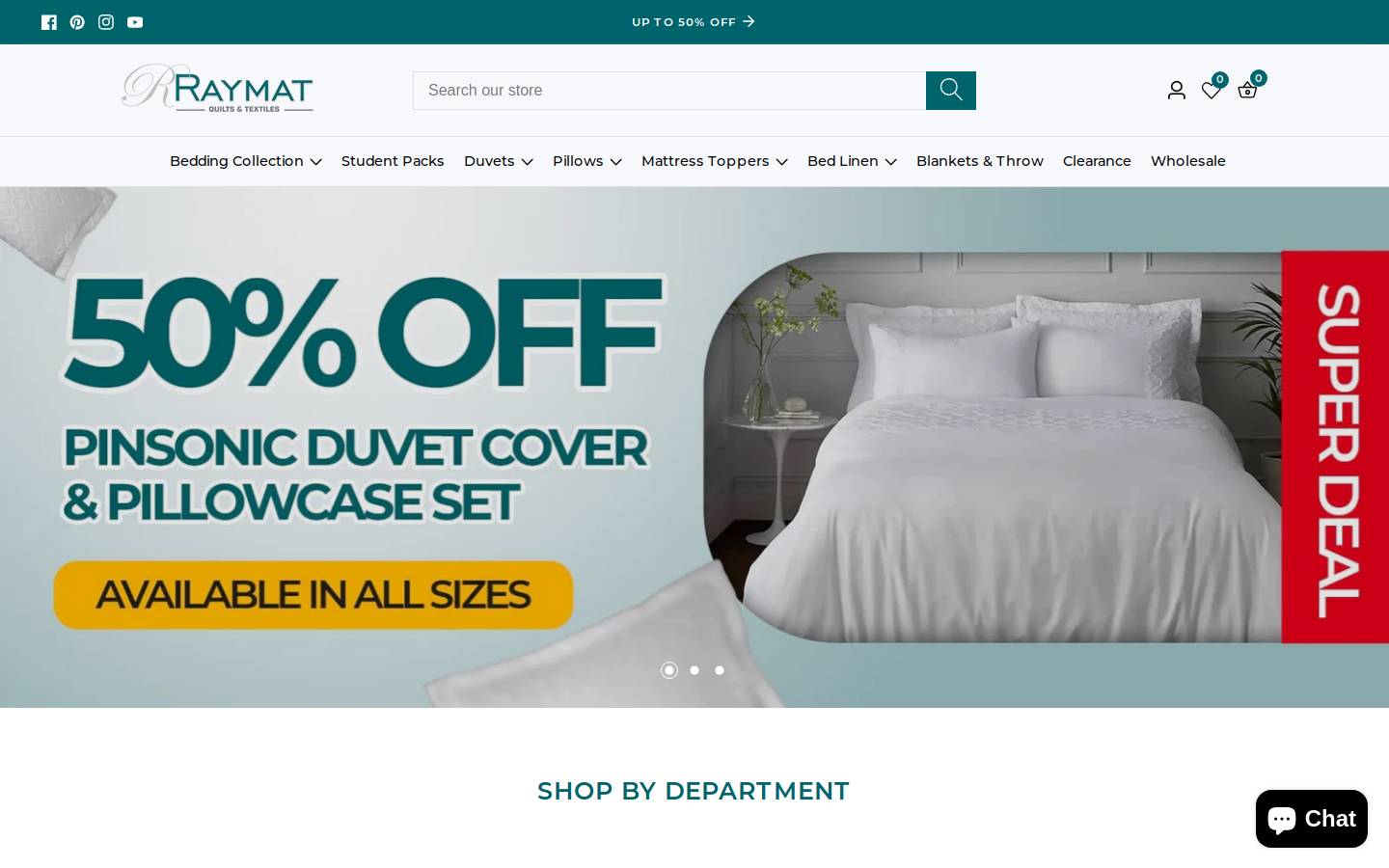 Raymat Textiles homepage screenshot