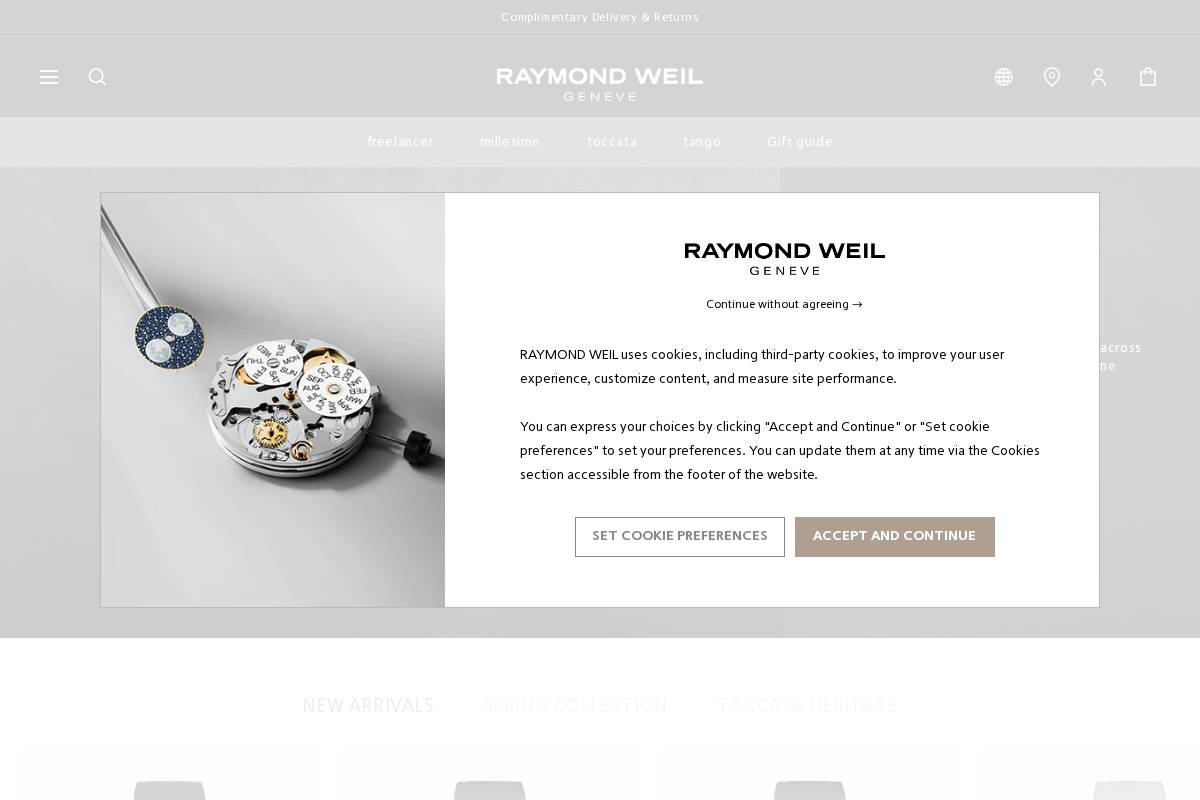 Raymond Weil homepage screenshot