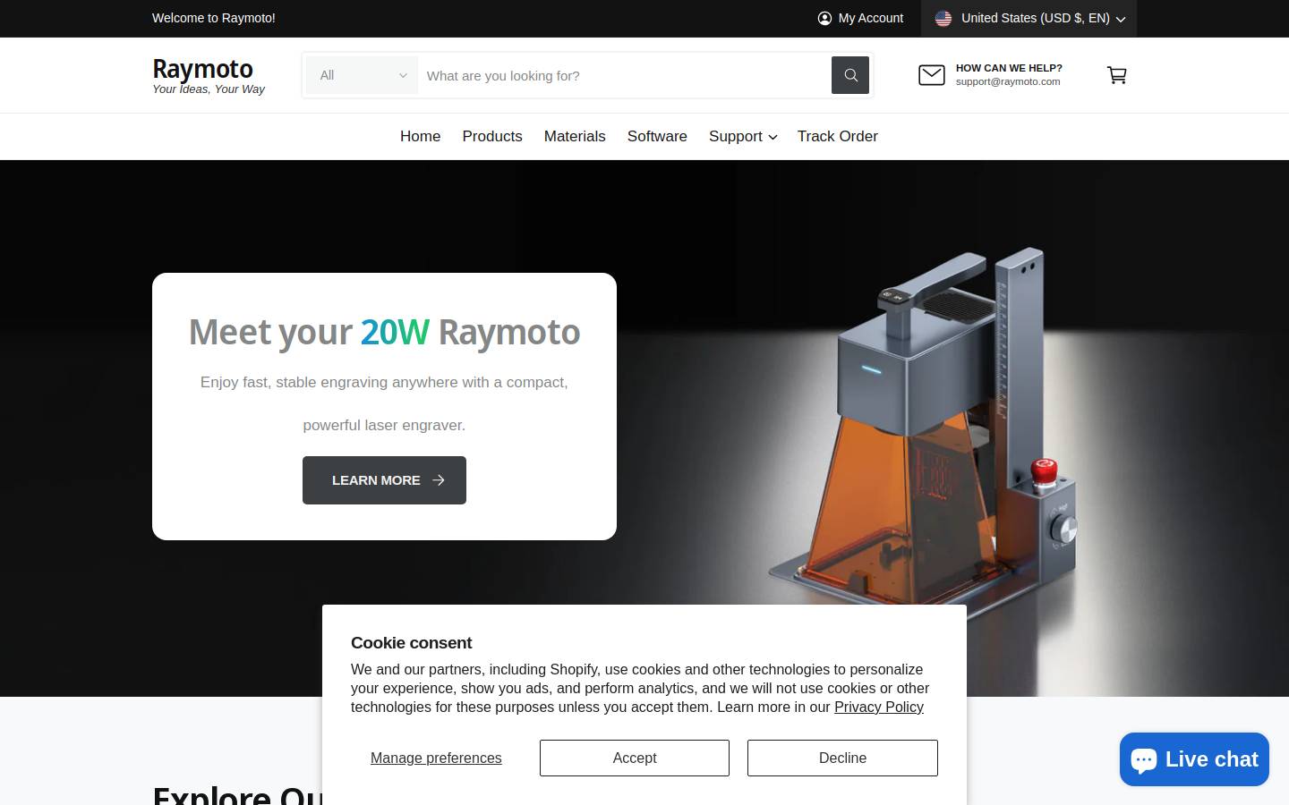 raymoto.com homepage screenshot