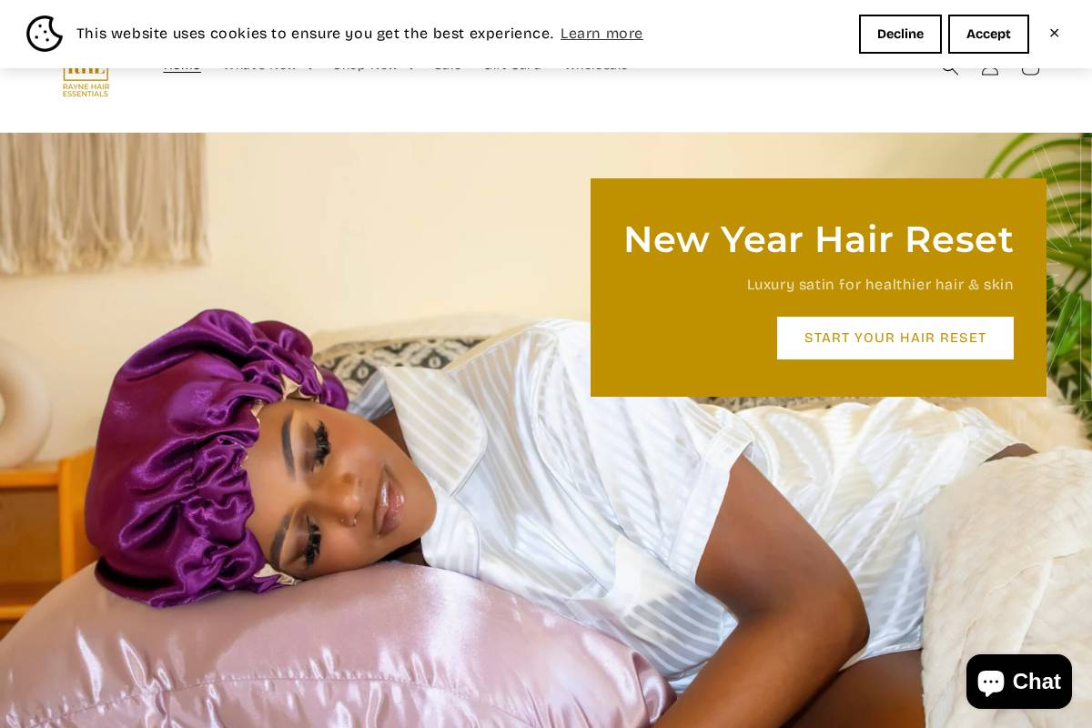 raynehairessentials.com homepage screenshot