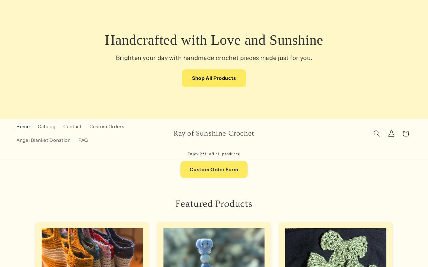rayofsunshinecrochet.com homepage screenshot