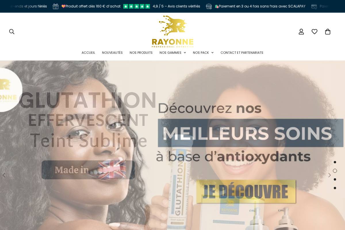 rayonneprocosmetics.com homepage screenshot