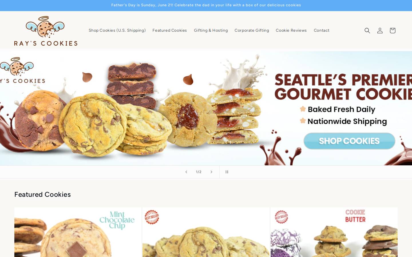 rays-cookies.com homepage screenshot
