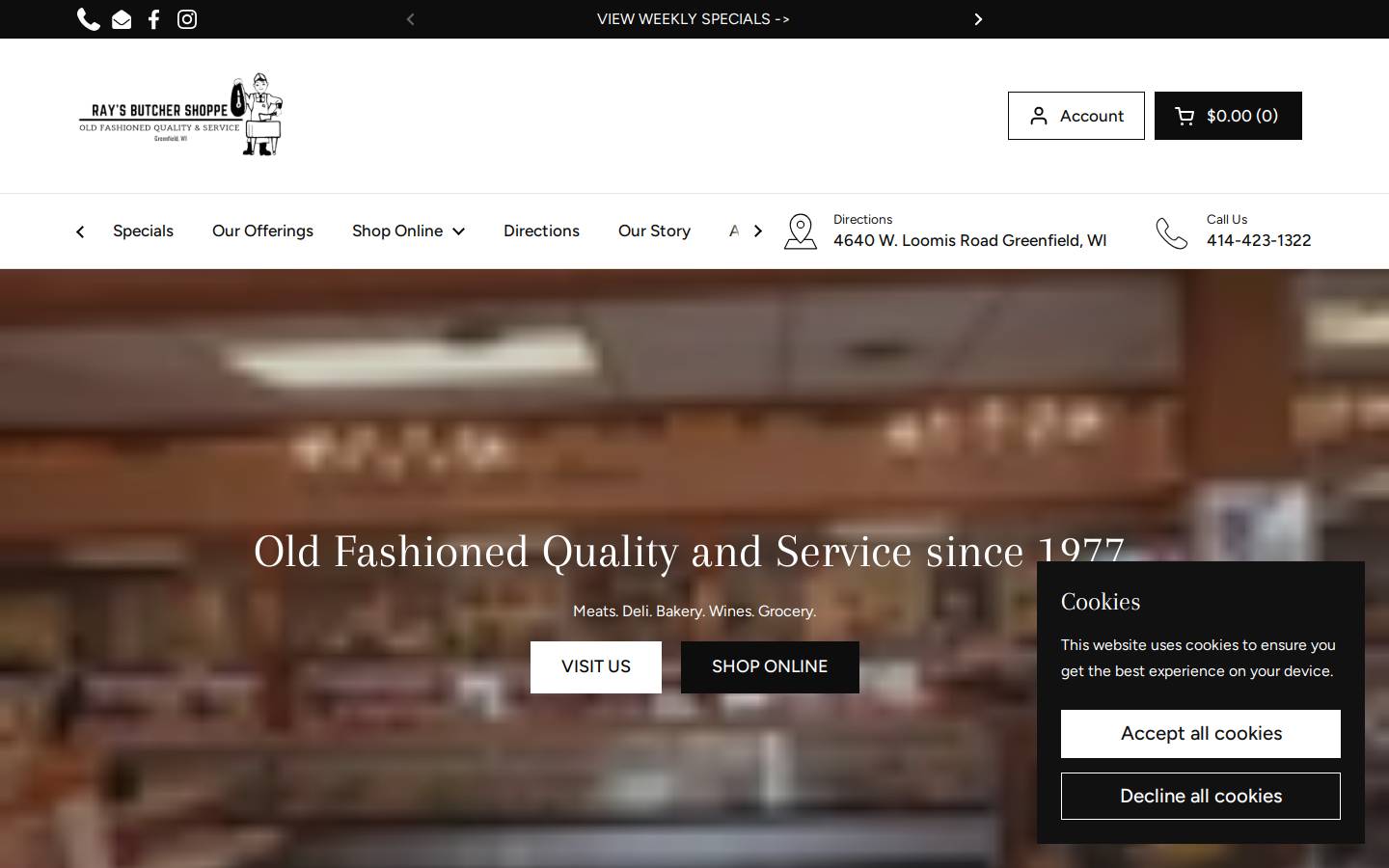 raysbutchershoppe.com homepage screenshot