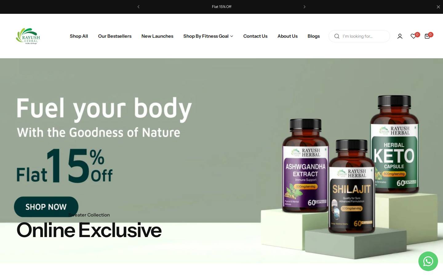 rayushherbal.com homepage screenshot